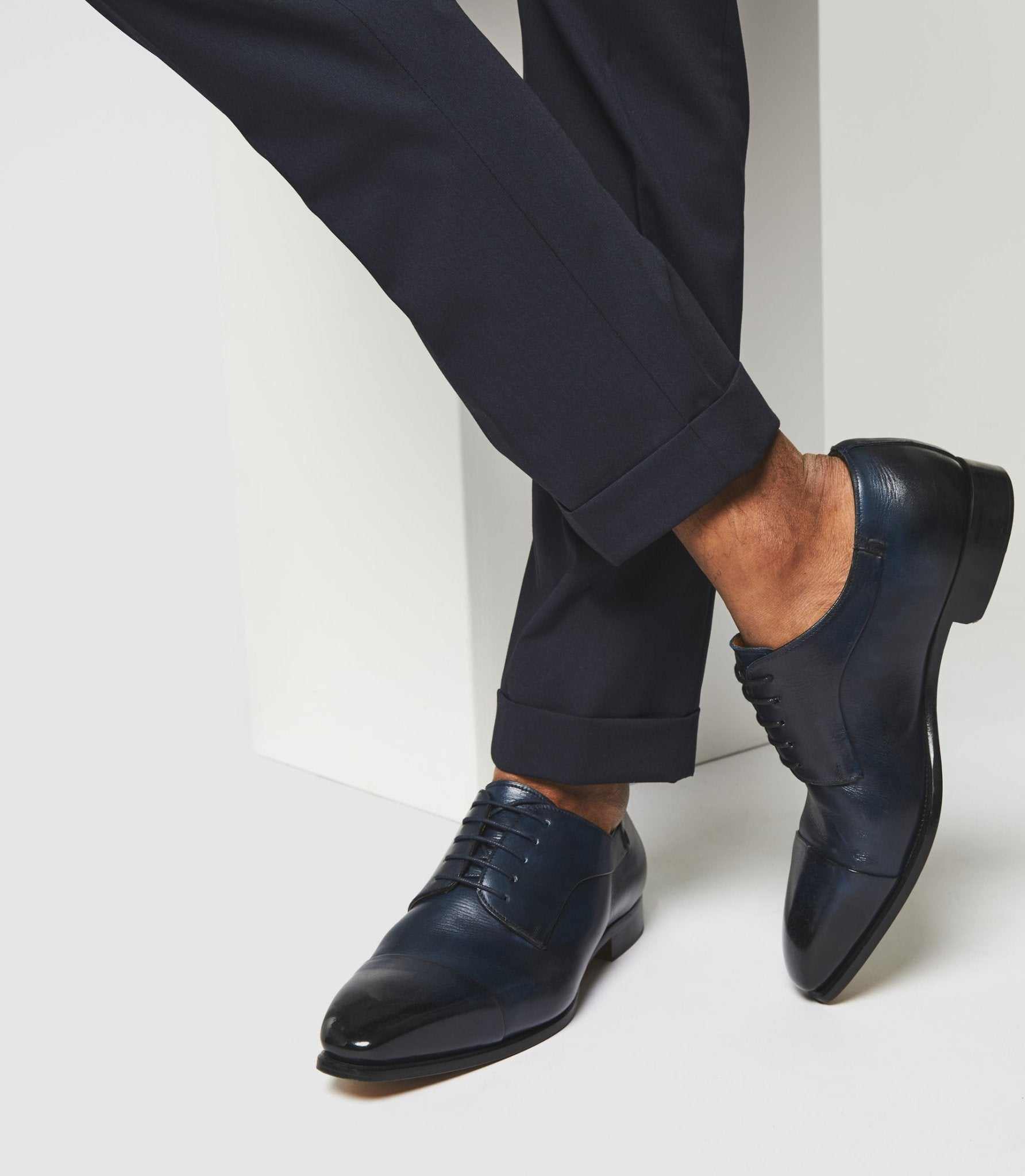 Derby en cuir marine "Elvio" - Image 6