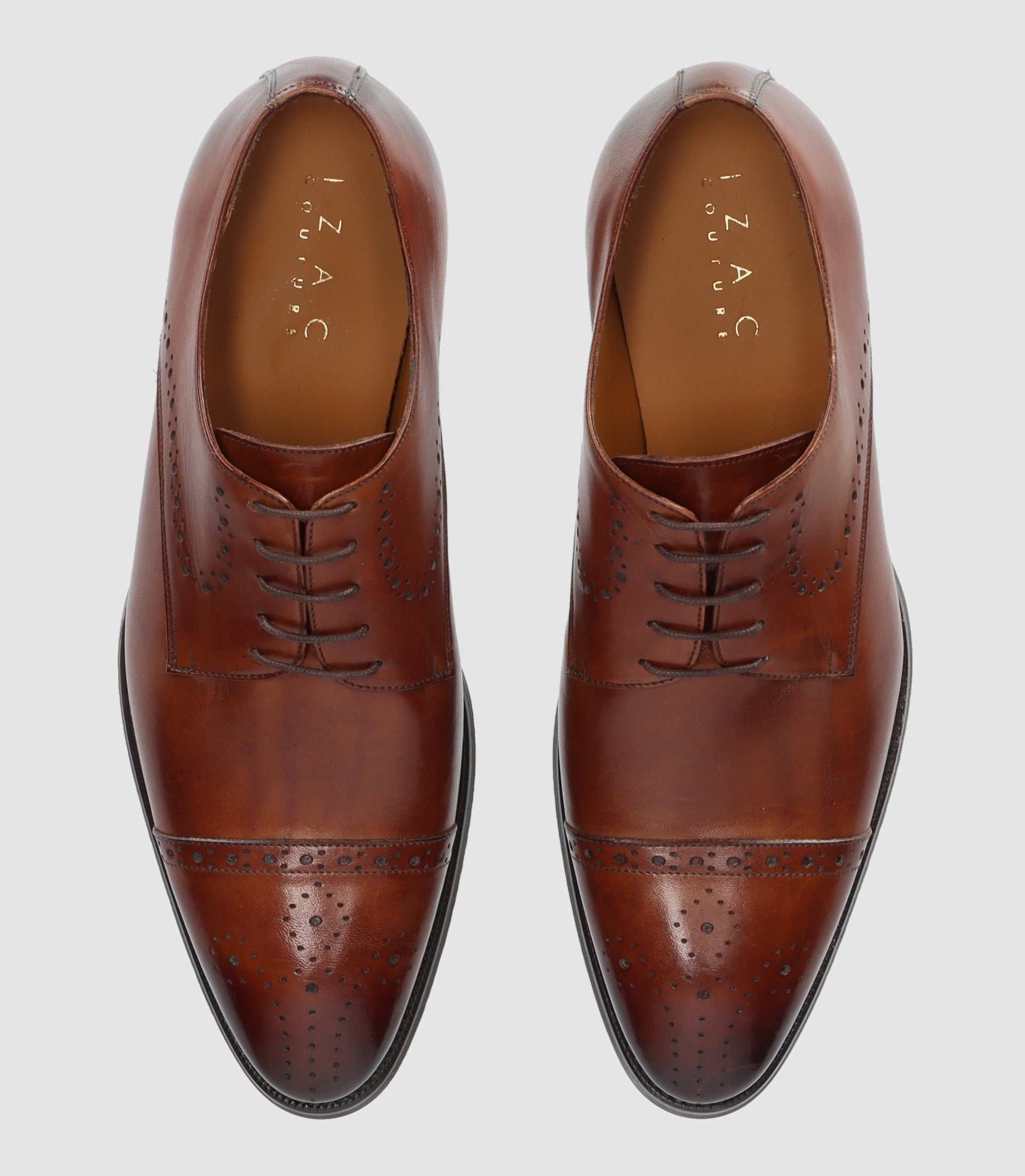 Derby couture en cuir marron clair OCTAVIO - Image 4