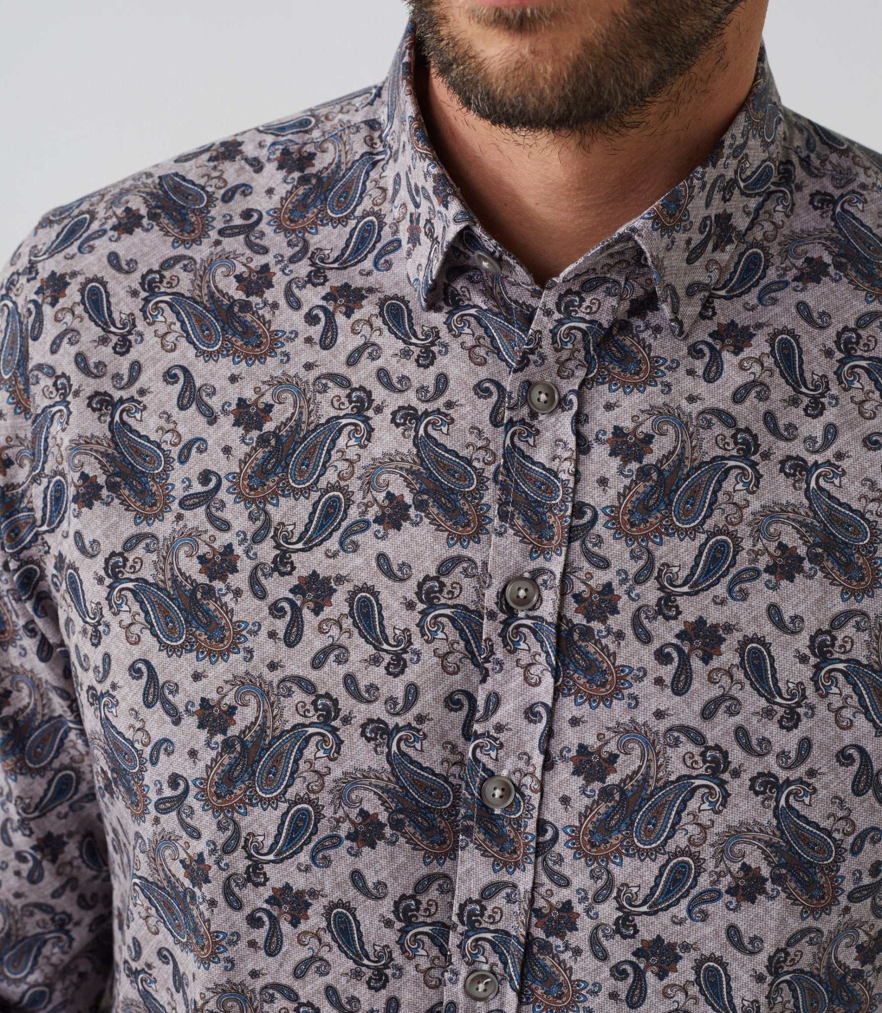 Chemise casual imprimée beige "Alan" - Image 5