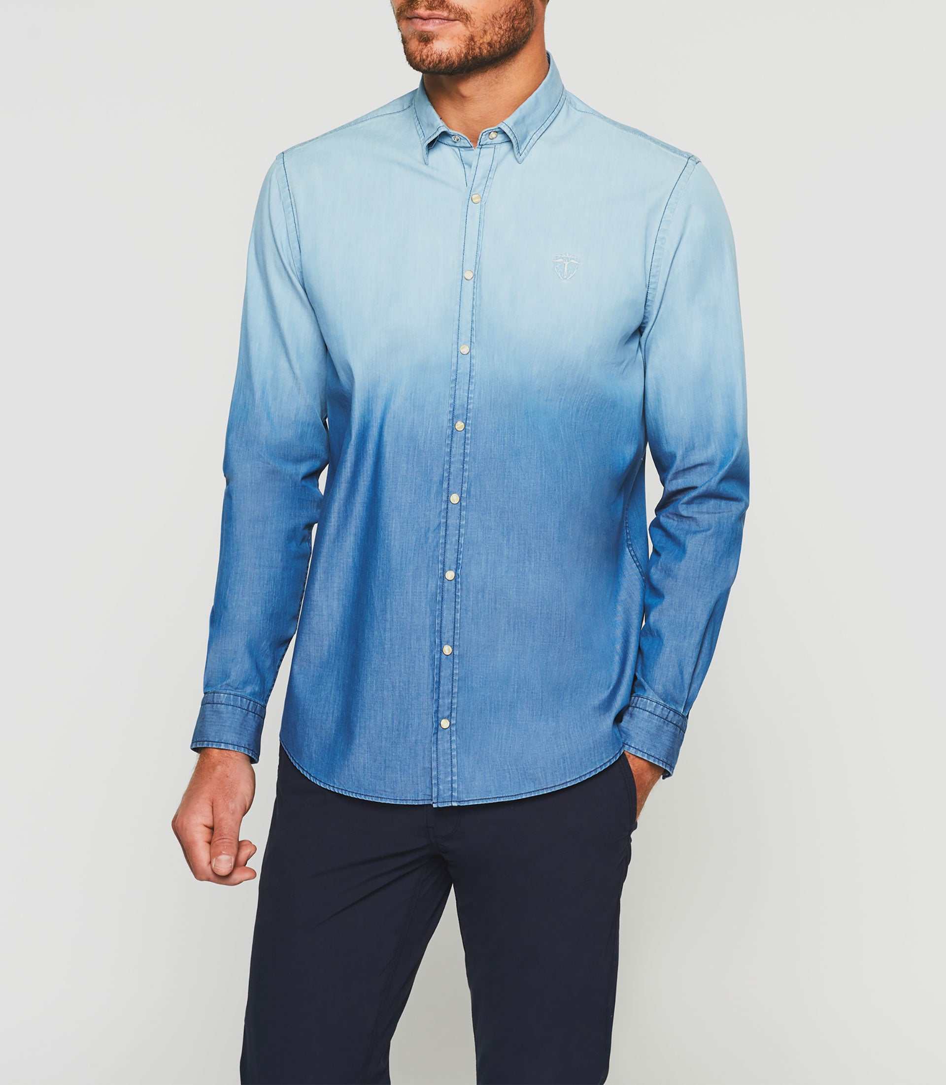 Chemise casual dégradé dip dye en jean bleu "Kim" - Image 3