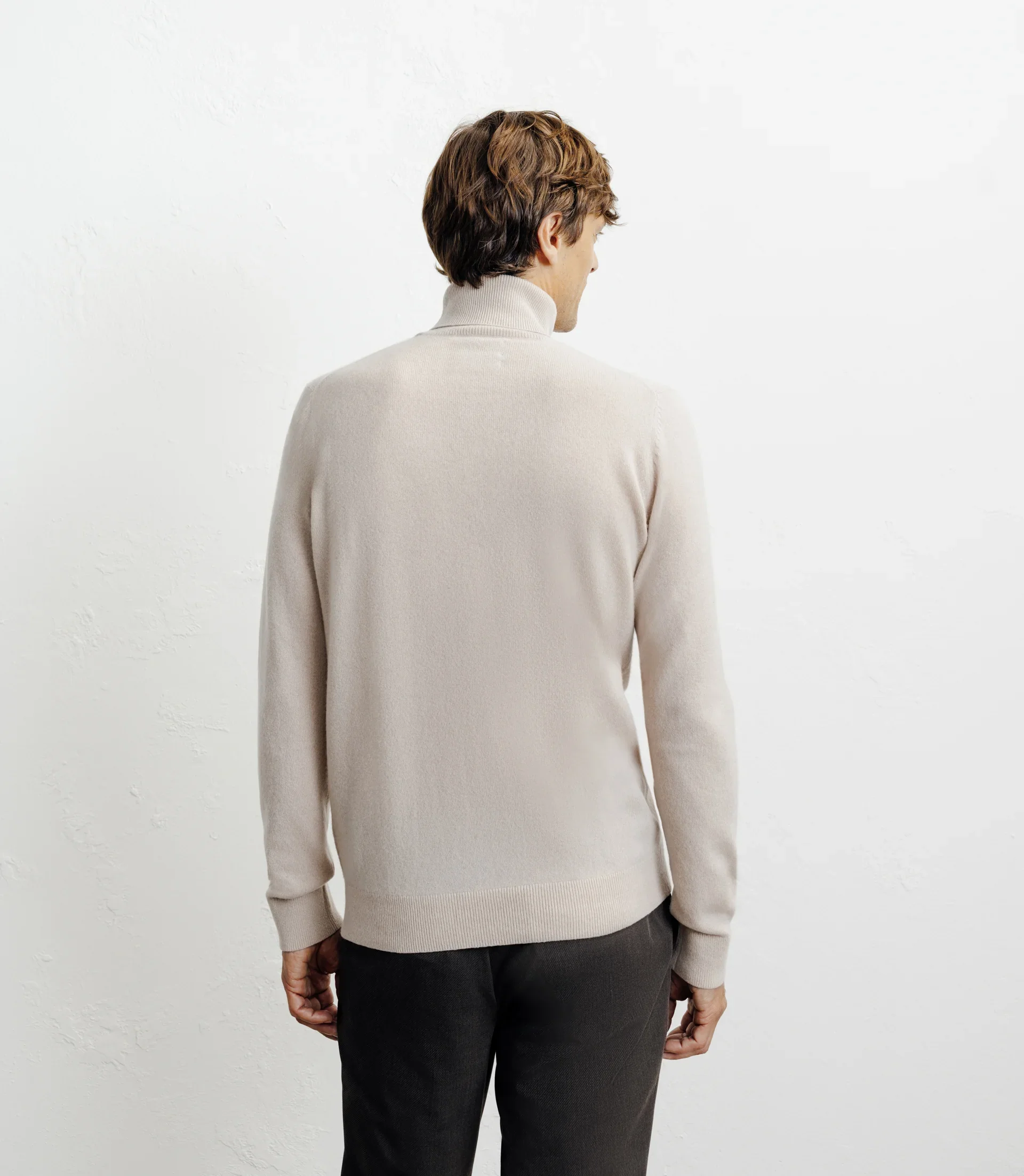 Pull col roulé 100% cachemire beige - Image 4