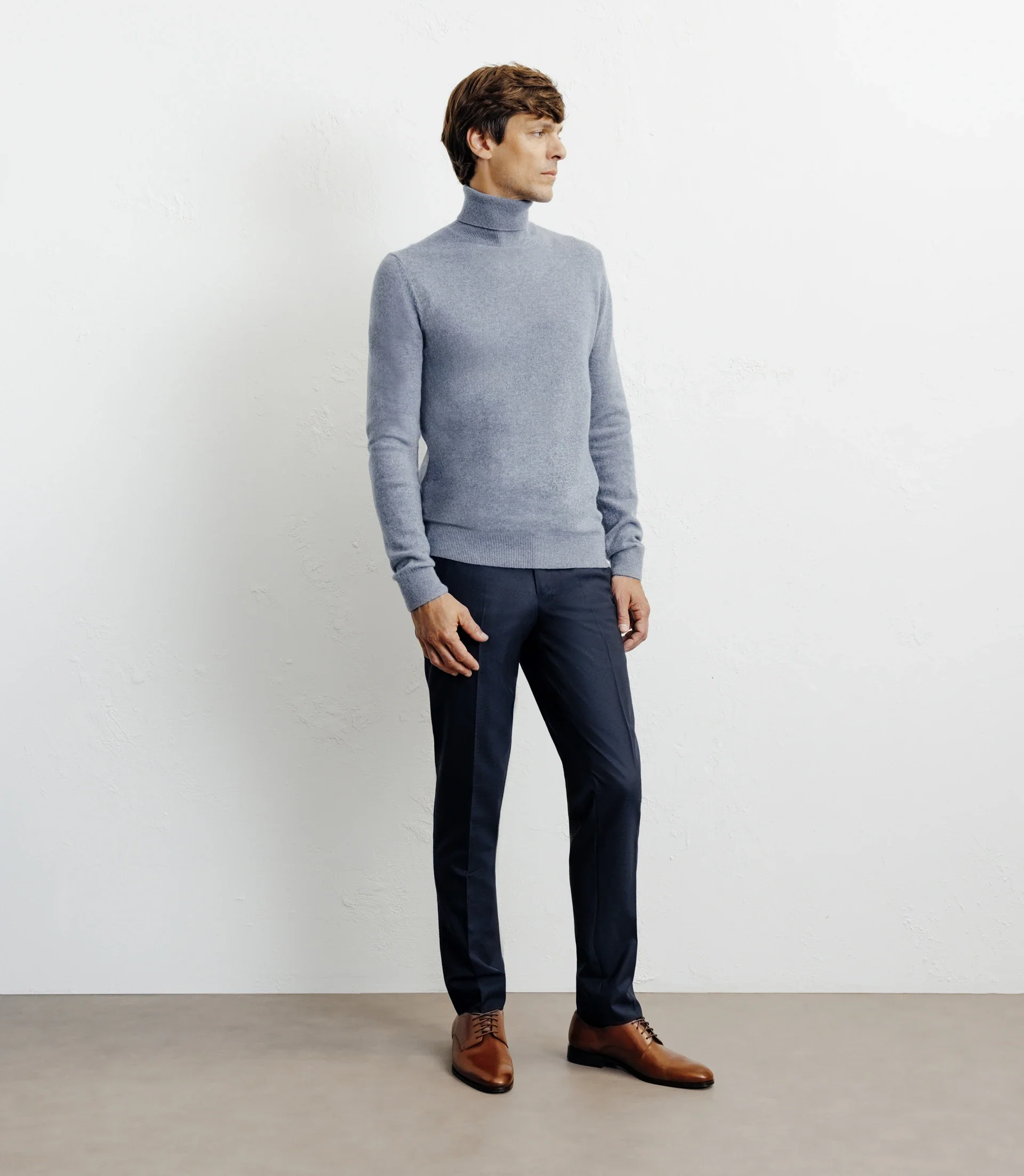 Pull col roulé 100% cachemire indigo - Image 3