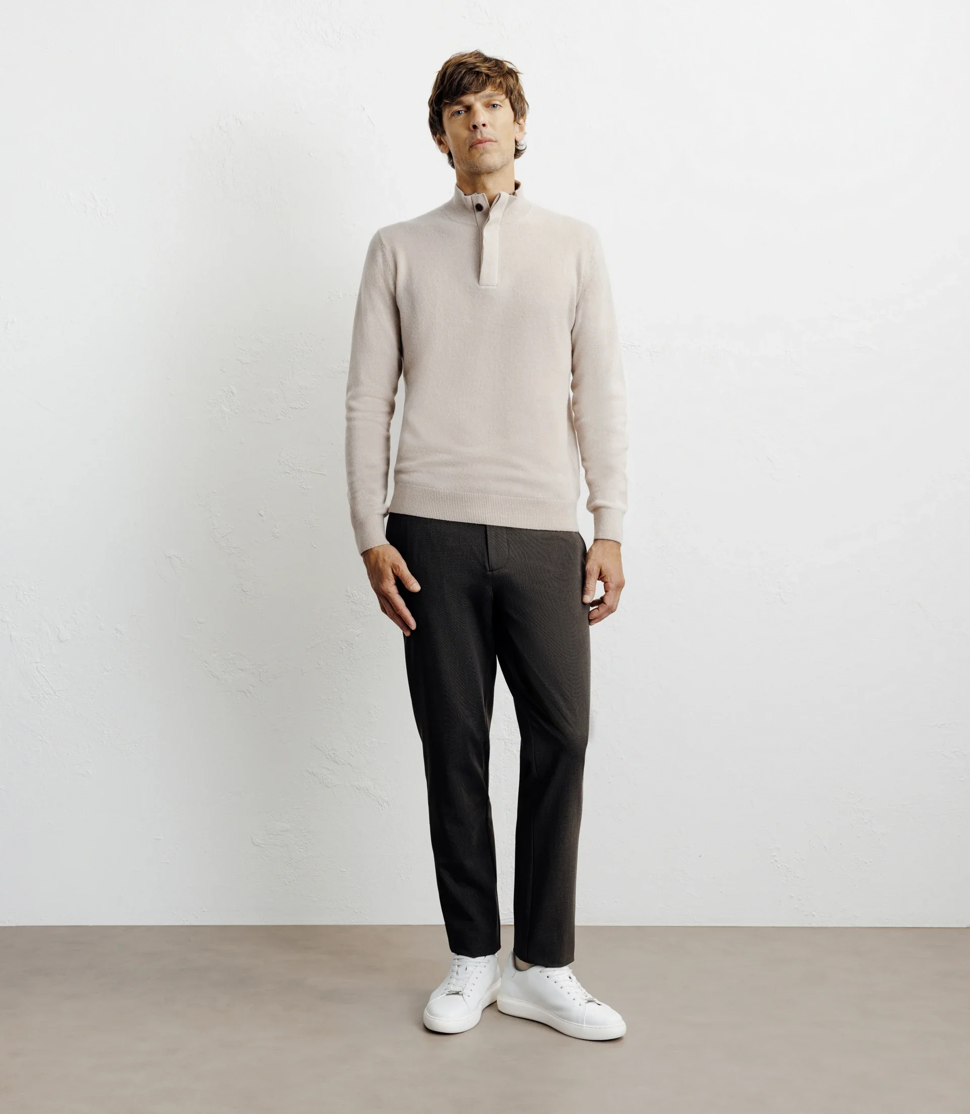 Pull col montant 100% cachemire beige - Image 3