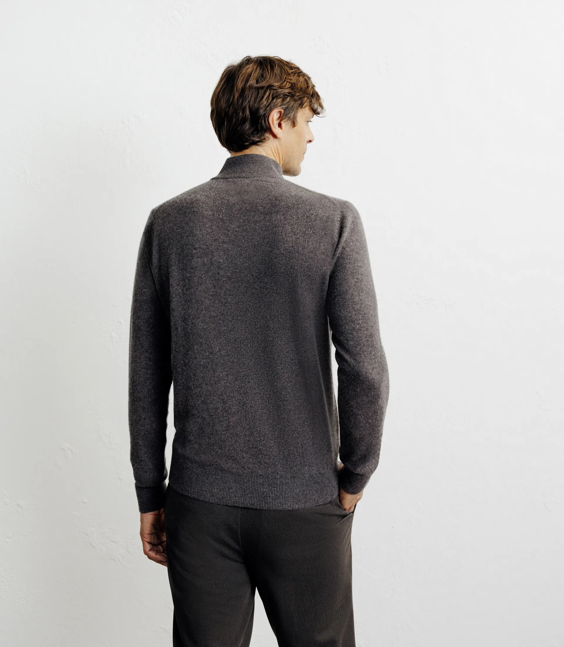 Pull col montant 100% cachemire marron - Image 4