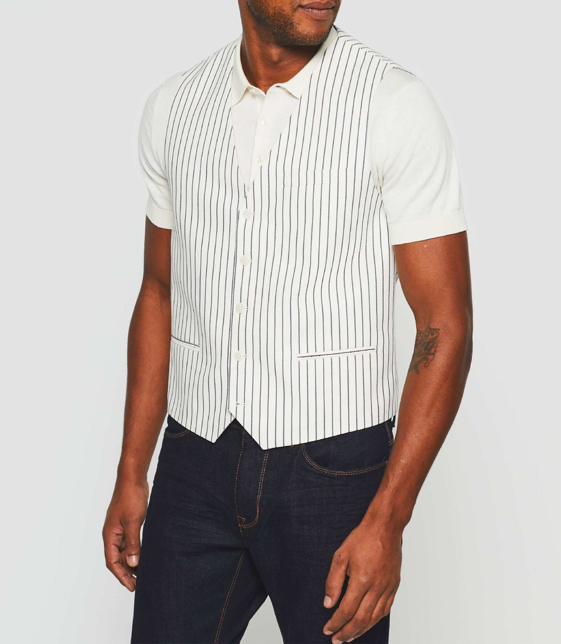 Gilet de costume en lin blanc "Jalessio" - Image 4