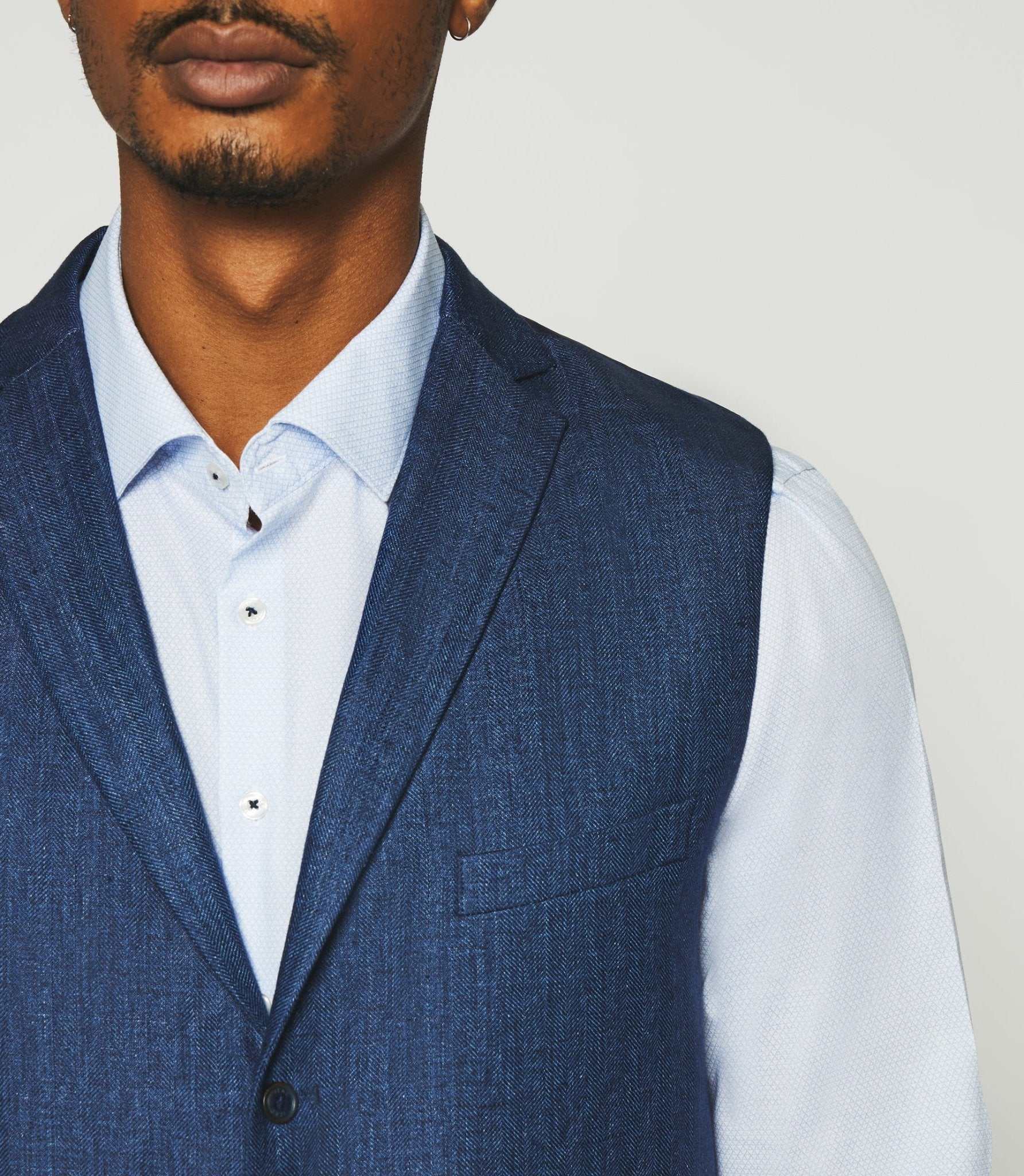 Gilet de costume en lin marine JCHANCE - Image 3