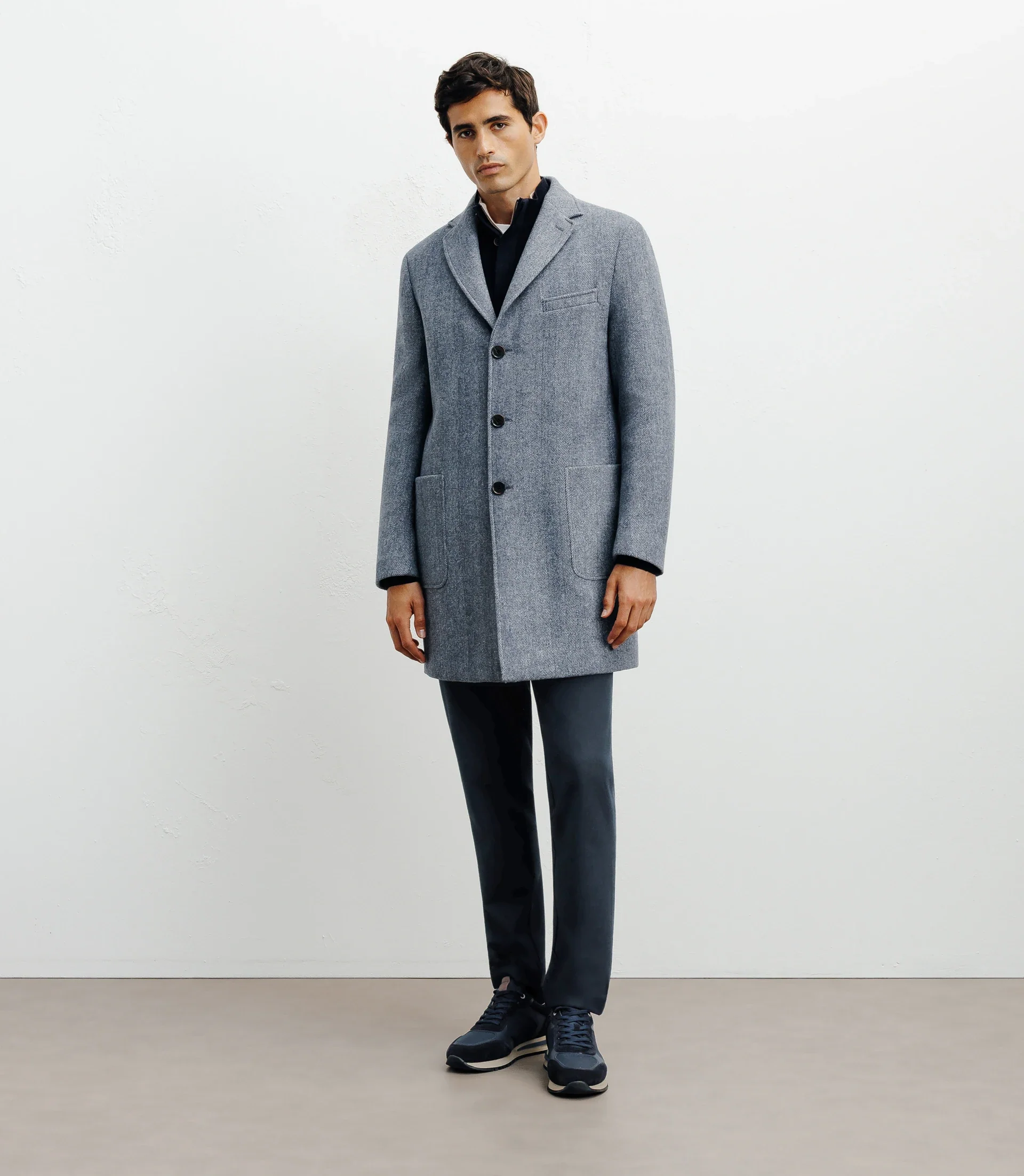 Manteau en laine avec boutons bleu - Image 3