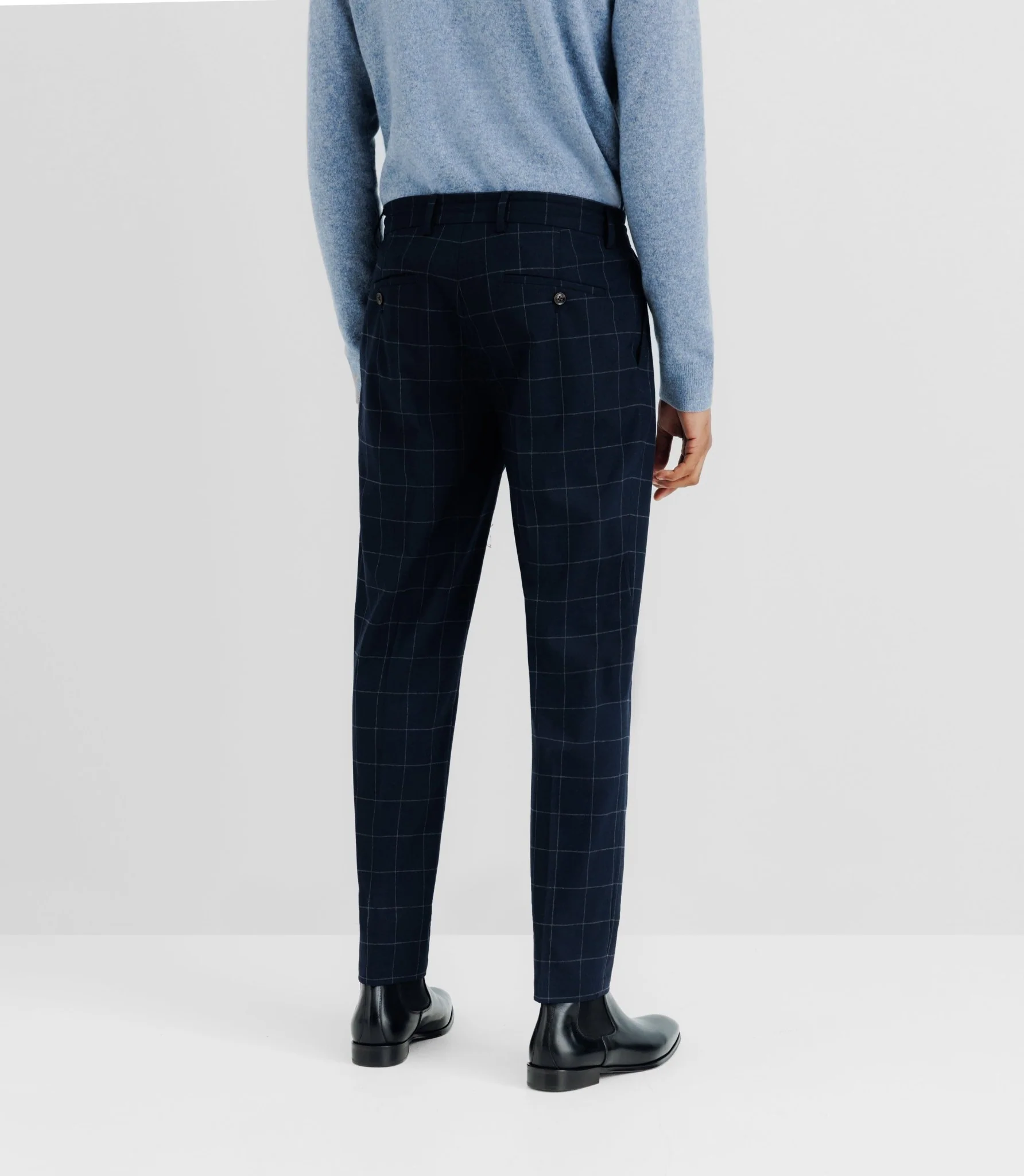 Pantalon ville à carreaux marine - Image 4