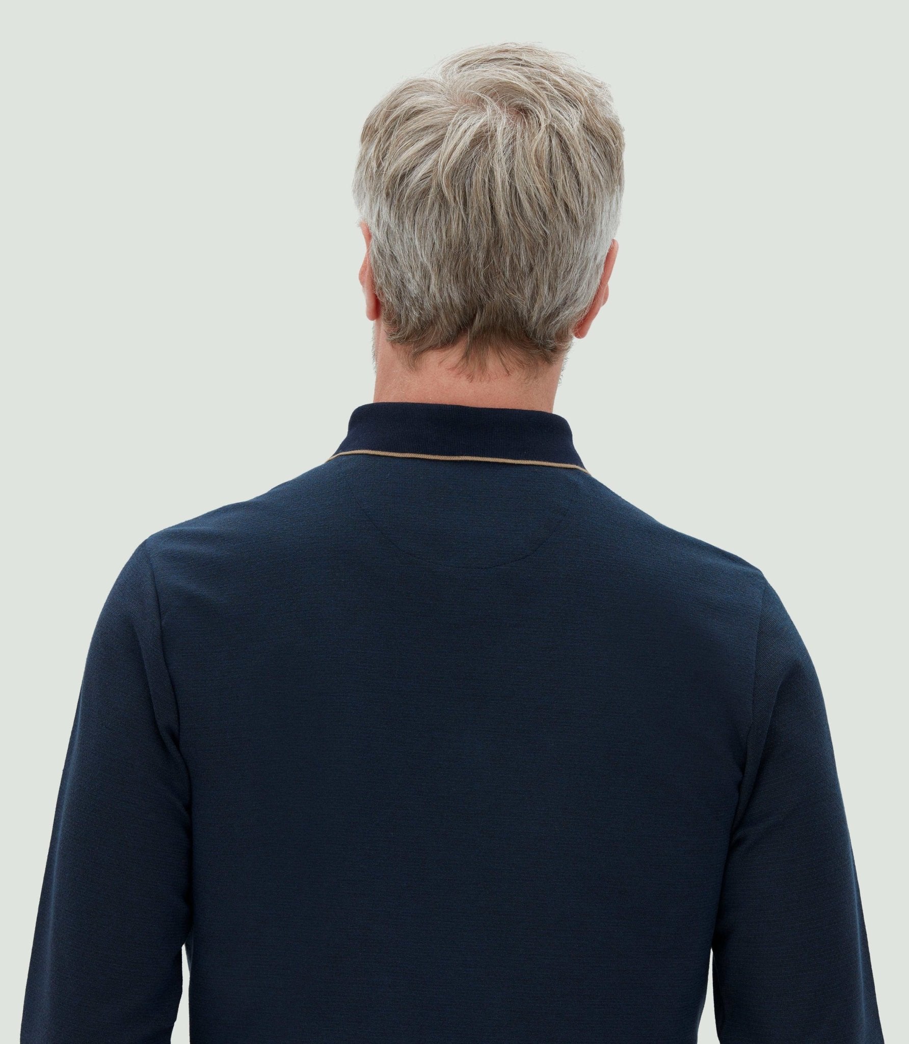 Polo jacquard manches longues marine "Colin" - Image 3