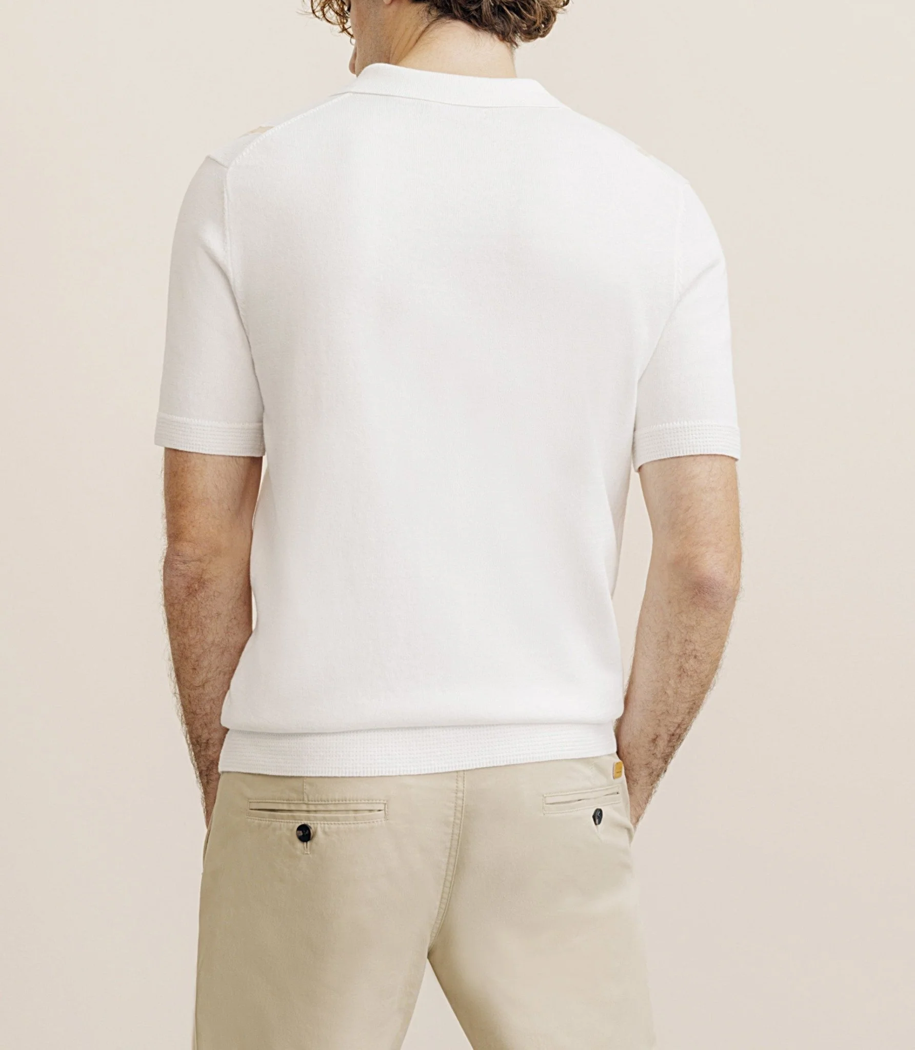 Polo en maille à rayures pêche - Image 4