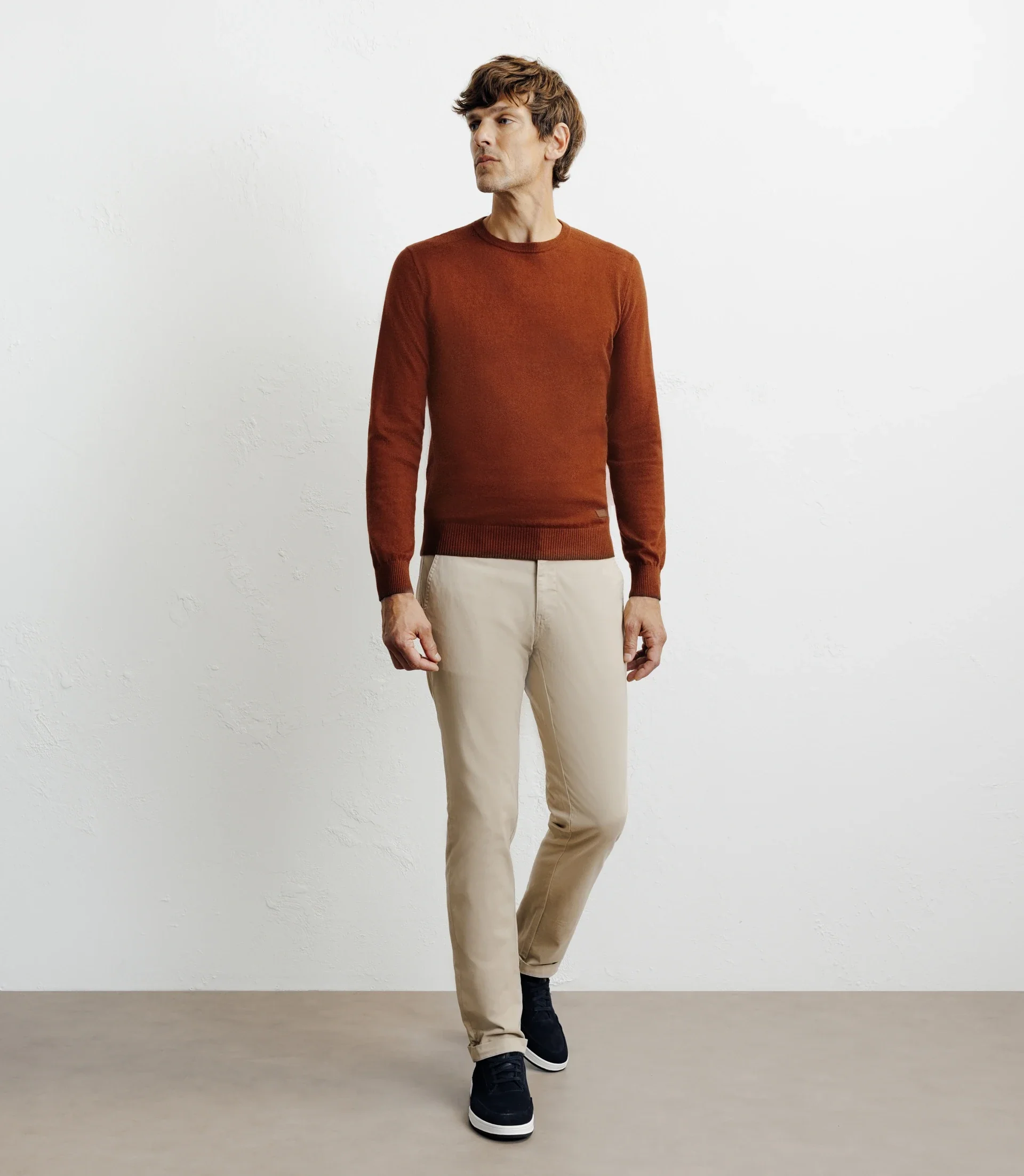 Pull col rond en coton rouille - Image 3