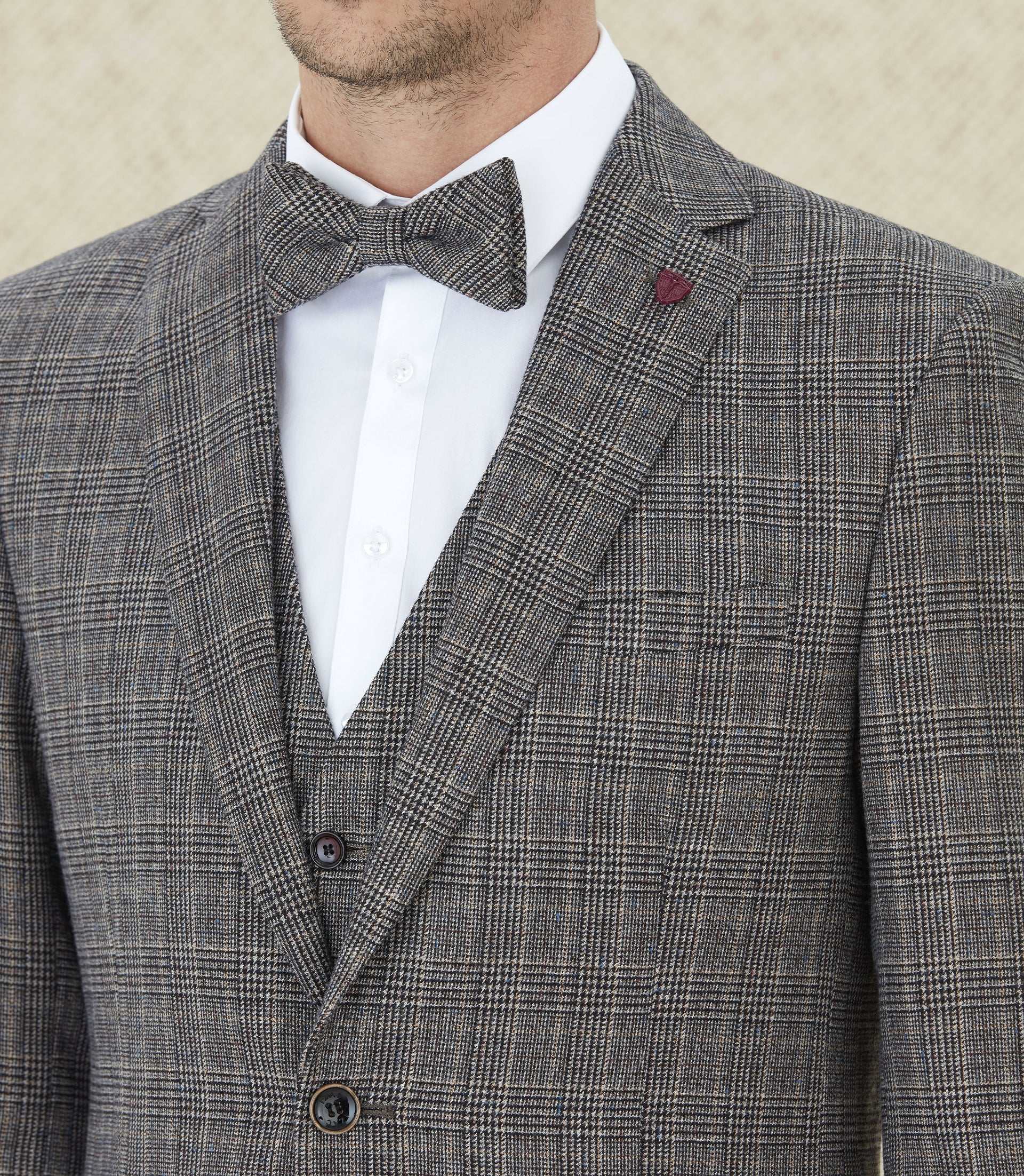 Veste ville Prince de Galles beige "Empreinte" - Image 3